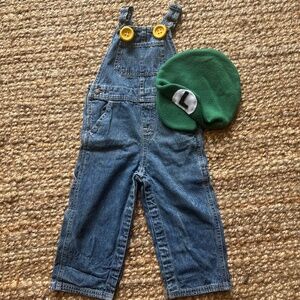 Kids 2t 24mth Mario Brothers Luigi Halloween Costume Overalls and Hat
